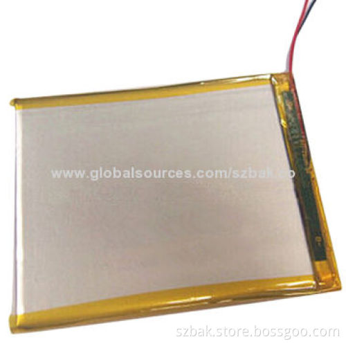 Flat Lithium Polymer Battery, 3.7V Voltage, 2,450mAh Battery Capacity, Sized 6.1*51*65mm